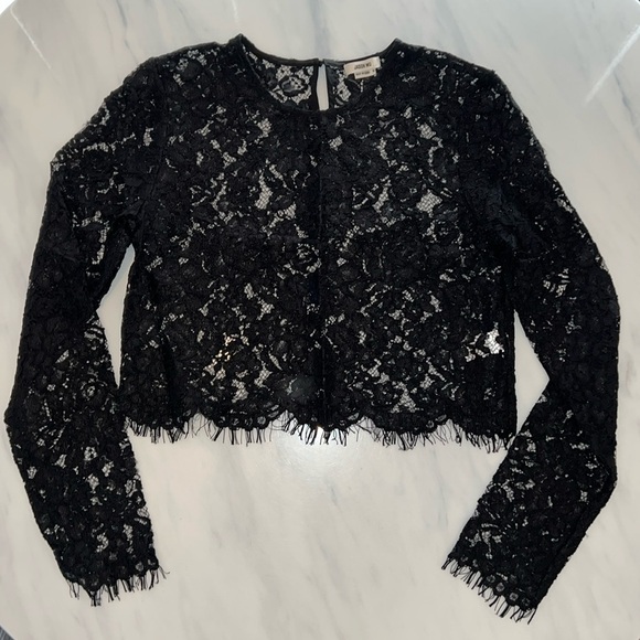 NWT JASON WU Cropped Eyelash Lace Top & Pencil Midi Skirt Set Black Size 10 - Picture 2 of 8